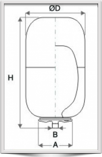 crw S silindirik tip hidrofor genleşme tankı dikey tip teknik çizim, ölçüleri